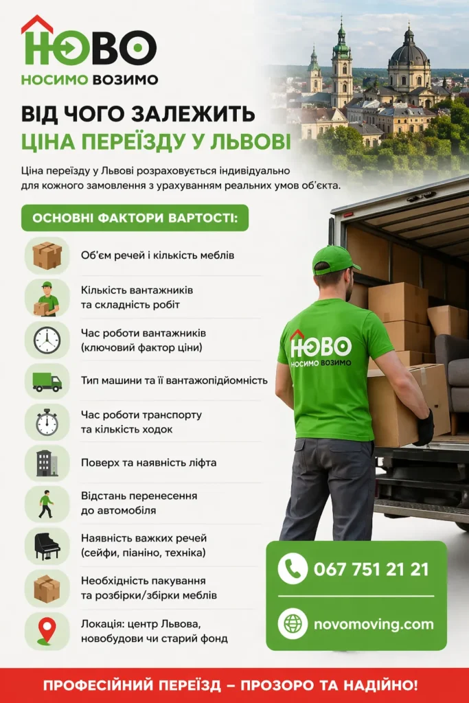 Ціна переїзду у Львові: основні фактори вартості вантажних перевезень і послуг вантажників